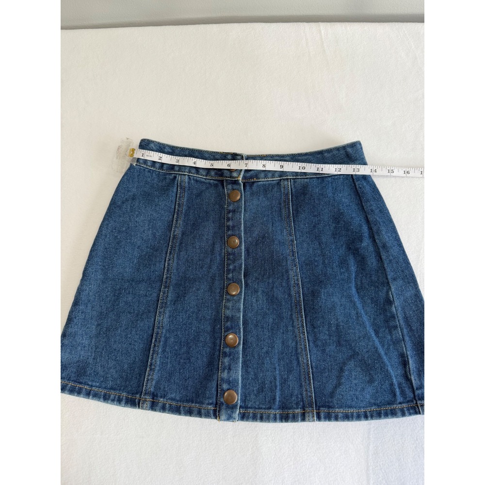 Melville Denim Mini Skirt Women 25 Blue Button Front A-Line Classic Preppy Boho - Picture 4 of 8